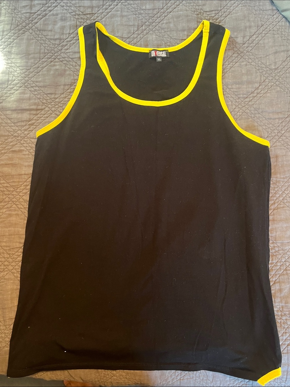 Universal Men's Black Tank with Yellow Trim